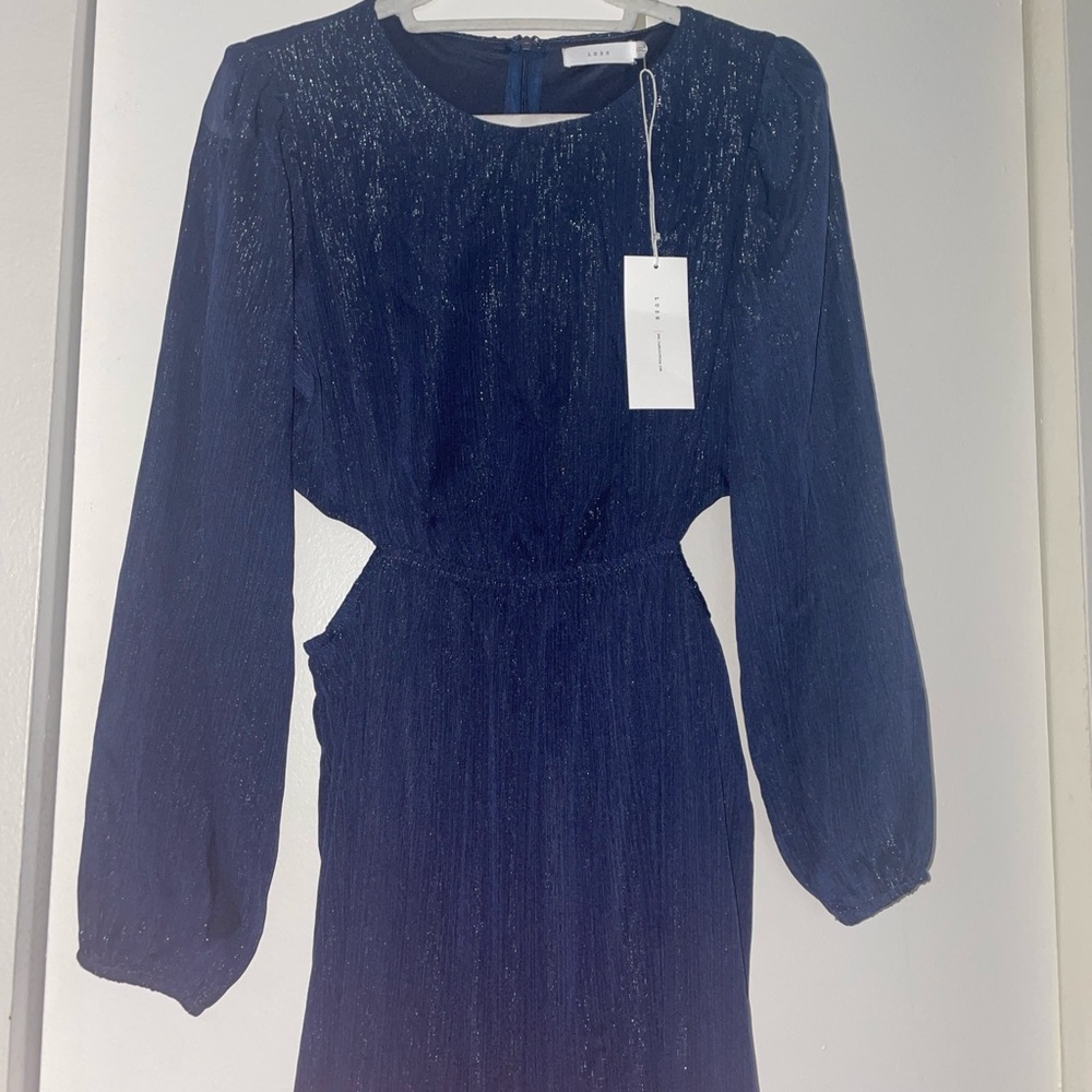 Halston Cutout Maxi Dress - Navy - Large